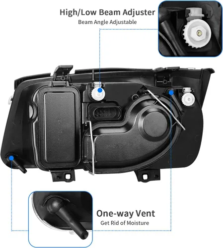 Vista 4 de DWVO Conjunto de faros delanteros compatible con modelos Jetta Mk4/Bora 1999-2005, solo repuesto de faros delanteros, carcasa cromada, par de lentes