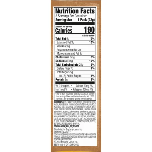 Vista 7 de Lance Galletas tipo sándwich, queso cheddar de grano entero, caja de 8