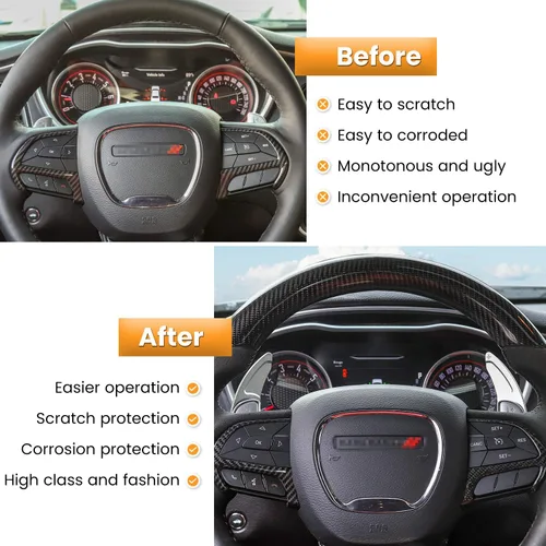 Vista 3 de Cubierta de cambios de volante extendidos para Dodge Challenger Charger Durango RT & Scat Pack 2015-2021, para Jeep Grand Cherokee 2014-2021