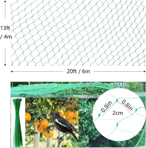 Vista 2 de Kikhope Red antipájaros, red para plantas de jardín de 13 x 20 pies para proteger verduras, plantas y árboles frutales de aves y animales Anti