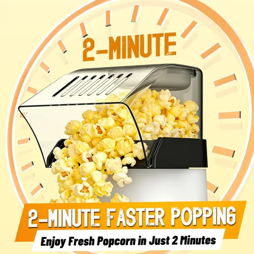 Vista 2 de 1200W Hot Air Popcorn Popper ETL Certified – Oil-Free Healthy Popcorn Maker Machine with 4.5 Quart Large Capacity, 2-Minute Fast Electric Popcorn