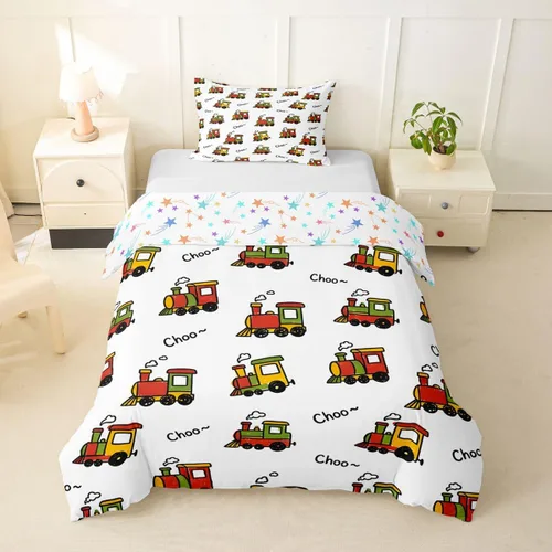 Vista 43 de Feelyou Race Car Duvet Cover Twin Size Boys Girls Speed Sports Car Bedding Set Breathable Soft Racing Comforter Cover 2Pcs Black White Checked Azure