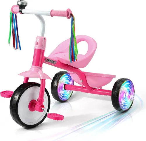 Vista 12 de Liberry Triciclo para niños de 2, 3 y 4 años, triciclo para niños con campana, cesta trasera y pedal extraíble, bicicleta de 3 ruedas, juguetes