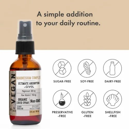 Vista 4 de Tri Magnesium Complex – Magnesio Biglicinato, Citrato y Taurato Líquido Spray 300 mg con Vitamina C cruda para descompresión corporal – Sabor a