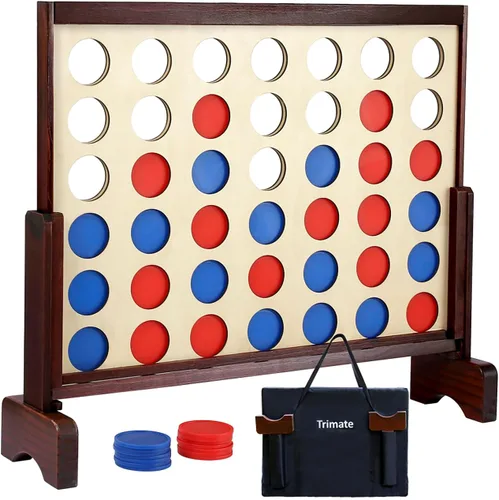 Vista 7 de Juego gigante 4 en fila para exteriores e interiores Juego de madera cuatro en una fila Jumbo para adultos y niños, juegos de patio Diversión