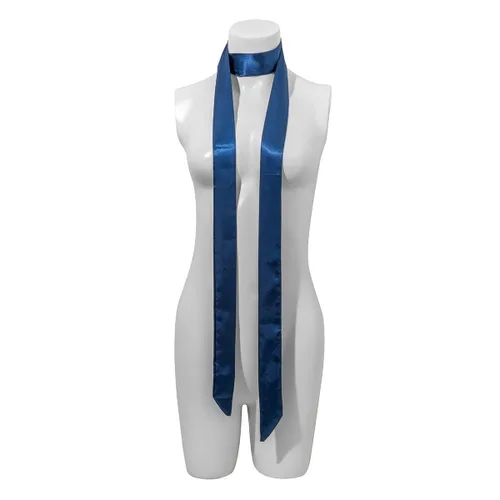 Vista 6 de Gargantilla larga de satén de seda vintage ancha y suave con lazo elegante de flores para mujer (azul)