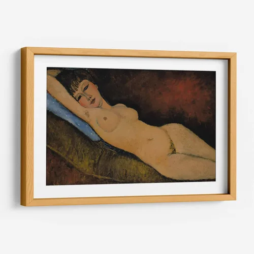 Vista 8 de Canvas Lab Reclining Nude on Blue Cushion by Amedeo Modigliani 11 x 7 in Fine Art Framed Print, Frame Color: Black, With Mat Classical art