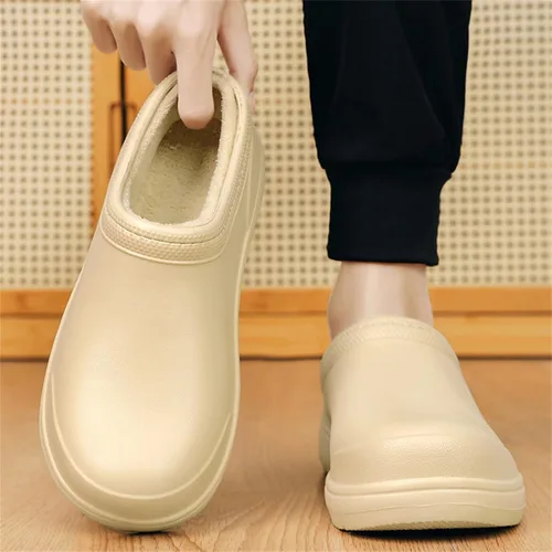 Vista 2 de Zapatos de chef cálidos para hombres y mujeres, antideslizantes, impermeables, zapatos de trabajo para hombre, cómodos zapatos de enfermería