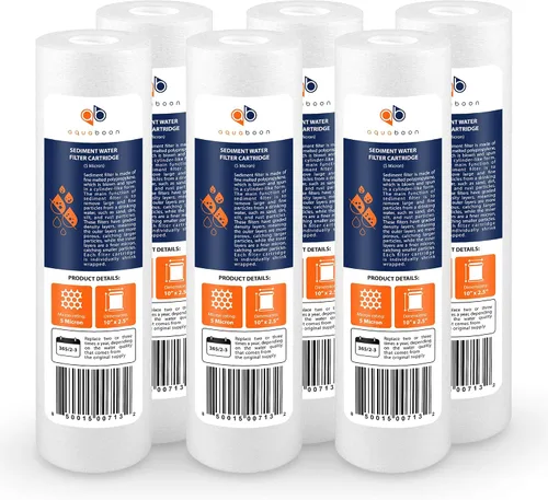 Vista 10 de Aquaboon Filtro de Sedimentos de 5 Micrones 10 x 2.5 - Repuesto de Filtro de Agua para Toda la Casa Compatible con Filtros de Agua de Pozo - P5