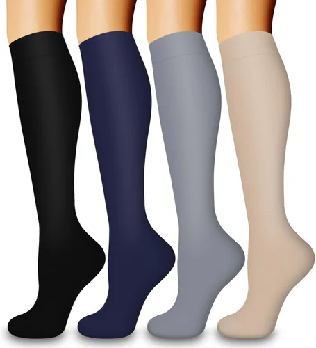 Vista 11 de COOLOVER 4 Pairs Compression Socks for Women & Men Circulation 15-20mmHg -Best Support for Nursing, Athletic, Cycling, Flight