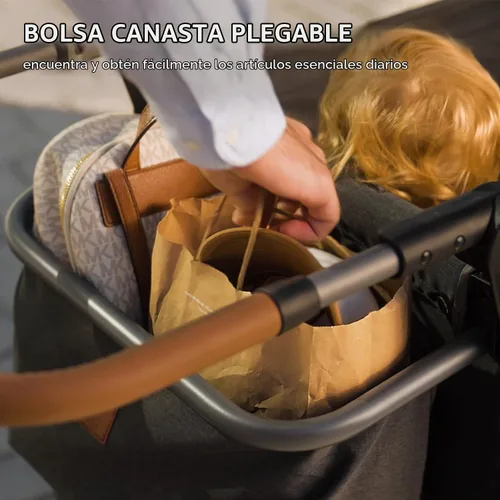 Vista 8 de EVER ADVANCED - Cochecito con apertura lateral para 2 niños, cochecito de empuje y tracción con mango ajustable, puerta con cremallera de fácil
