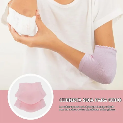 Vista 2 de FOMIYES 2 pares de fundas de gel para codo, mangas exfoliantes hidratantes para piel seca y agrietada, protección de codo elástica y transpirable