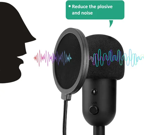 Vista 2 de Filtro pop de micrófono y parabrisas de espuma para Razer Seiren V2 X Mic, micrófono profesional con cubierta de micrófono de espuma para grabación