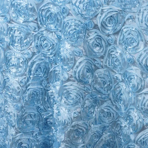 Vista 2 de Tableclothsfactory Manteles Redondos Patrón Roseta/Rosa 120" - Azul Claro