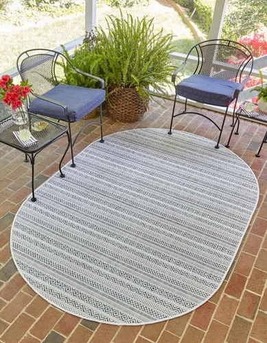Vista 26 de Unique Loom Outdoor Striped Collection Alfombra de área - Maia (2' 2" x 3' 1" Rectángulo, Beige/Marfil)