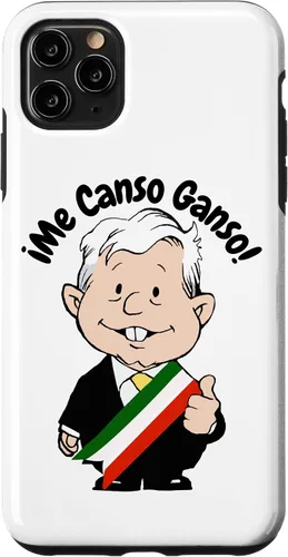 Vista 13 de Carcasa para iPhone 16 AMLO Amlito Me Canso Ganso Divertida y linda caricatura mexicana Muñeco