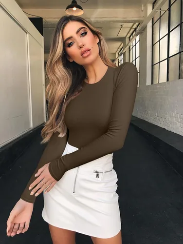 Vista 4 de GXIN Body sexy de 2 piezas para mujer, manga larga, acanalado, bodysuits