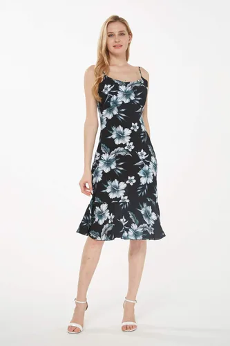 Vista 4 de Hawaii Hangover Vestido hawaiano con volantes de sirena en flor para mujer