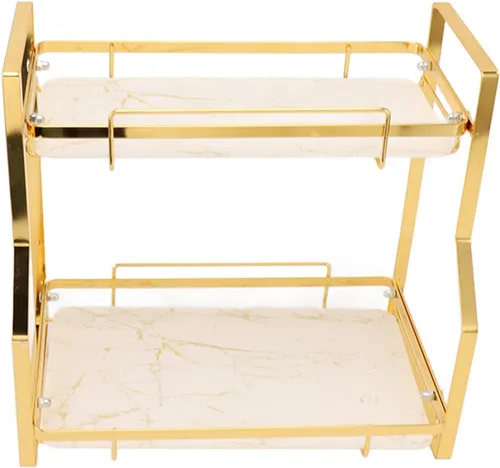 Vista 2 de Cryfokt Estante organizador de baño, estante de cocina de hierro, fácil montaje, estante de almacenamiento multiusos, gran capacidad para sala