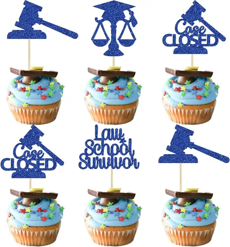 Vista 13 de Gyufise 24 piezas Adornos para pastel de graduación 2026 con purpurina negra, clase de 2026, adornos para magdalenas con gorra de graduación