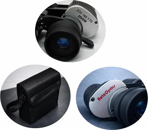 Vista 7 de Binoculares militares Zoom 144X, negro 20-144X Zoom Binoculars with 70mm Lens, HD Optics, Center Focus, Lightweight Travel Design for Outdoor