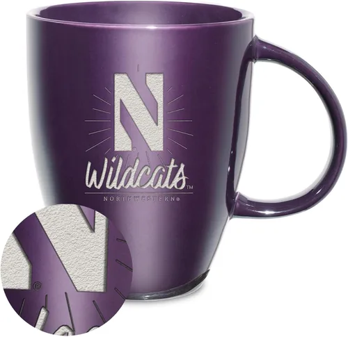 Vista 30 de Rico Industries - Taza de lustre cerámico con grabado láser de la NCAA de 18oz - Café-Té