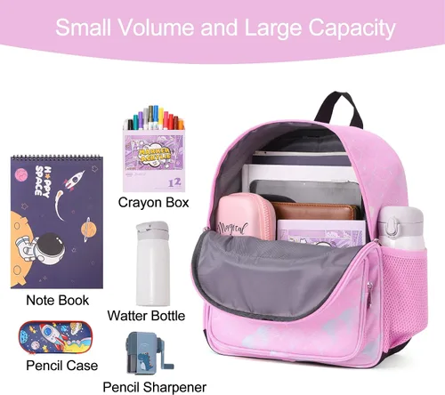 Vista 4 de CLUCI Mochila infantil para niños y niñas, mochila para preescolar con correa ajustable, 12L, Rosa 404, Mochilas Daypack