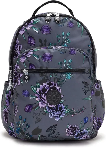 Vista 40 de Kipling Seúl - Mochila pequeña para tableta, diseño de flores acuáticas, talla única