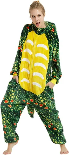 Vista 2 de Triceratops - Pijama de animal para Halloween, disfraz de animal para adultos, de dibujos animados, de una pieza, unisex
