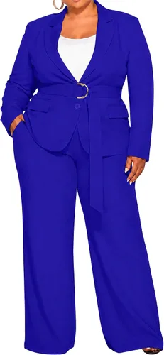 Vista 14 de Conjunto de 2 piezas para mujer, talla grande, para negocios, casual, para Azul marino