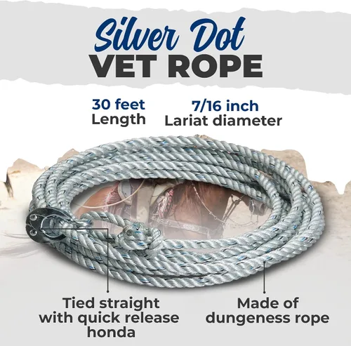 Vista 2 de The Colorado Saddlery Silver Dot - Cuerda veterinaria, 7/16" x 30