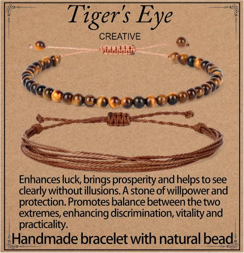 Vista 55 de LPBeads Pulsera de piedra natural hecha a mano de tamaño ajustable