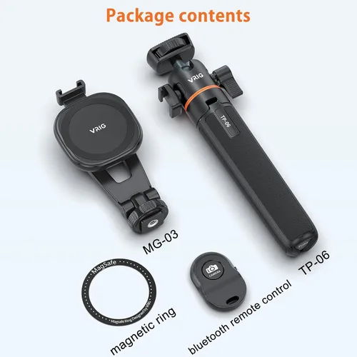Vista 8 de VRIG - Trípode magnético para selfie stick de 21.6 pulgadas con control remoto inalámbrico, trípode extensible para teléfono Magsafe para iPhone 16