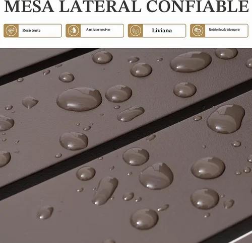 Vista 4 de Crestlive Products Mesa auxiliar al aire libre, mesa auxiliar rectangular de aluminio, mesa de café para patio pequeño para interiores y exteriores