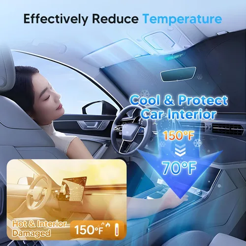 Vista 3 de KUST - Parasol plegable para parabrisas para BMW X1 E84, accesorios 2011 2012 2013 2014 2015, protector de visera de sol ajustable que bloquea
