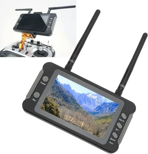 Vista 9 de Monitor FPV, resolución IPS de 4.3 pulgadas 800 x 480, función DVR de 5.8 GHz 40 canales, pantalla de visualización RC Drone con búsqueda