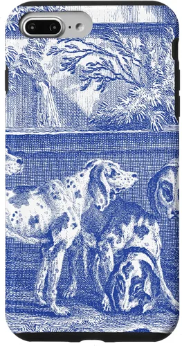 Vista 12 de Vintage Blue French Toile Hound Dogs Case for iPhone 16
