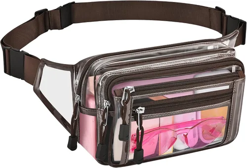 Vista 24 de Riñonera transparente aprobada por estadios para mujeres, para el trabajo, bolsa de cintura multiusos para viajes y eventos deportivos, 2 colores.