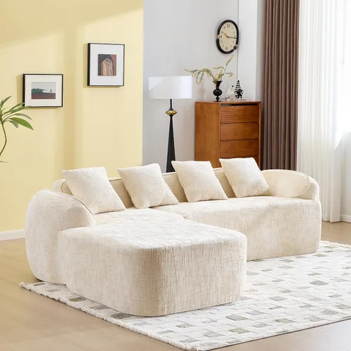 Vista 5 de Sofá Sillones para sala de tela de felpilla de 101 pulgadas, sofá para sala con esponja de alta elasticidad, sofás para sala con diseño