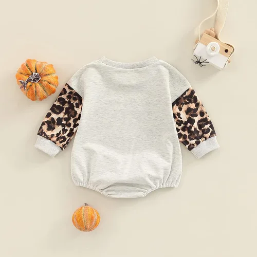 Vista 6 de Conjunto de Halloween para bebé y niña, sudadera de manga larga con estampado de letras, ropa de otoño