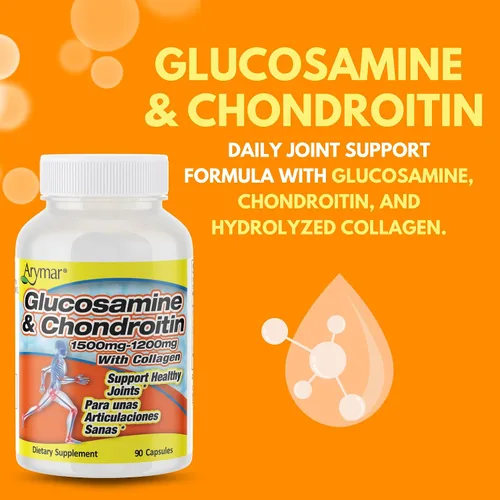 Vista 4 de Arymar Suplemento de glucosamina condroitina y colágeno Fórmula de apoyo articular paquete de dos