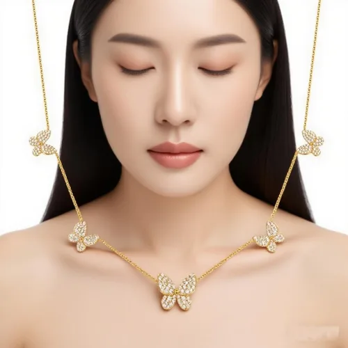 Vista 4 de Collar de mariposa con dije de gargantilla y dije delicado para mujer, joyería para regalos de cumpleaños