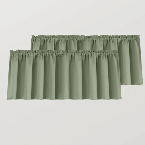 Vista 32 de Mrs.Naturall Cenefas de playa para ventana de cocina, paquete de 2 cenefas opacas con bolsillo para barra, para sala de estar, baño, 36 x 16