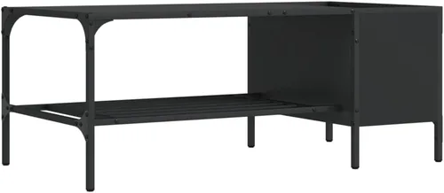 Vista 7 de Mesa de centro circular para sala de estar, mesa de centro con estante negro, 39.4 x 20.1 x 15.7 pulgadas, madera de ingeniería, adecuada para salas