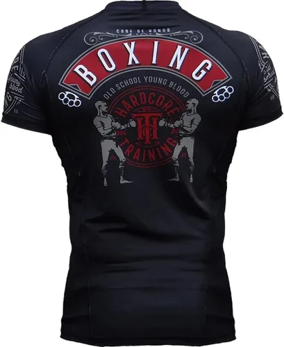 Vista 2 de Hardcore Training Guardia de erupción de compresión para hombre, manga corta, MMA, Jiu Jitsu No-Gi, apretada, BJJ Grappling, capa base de combate