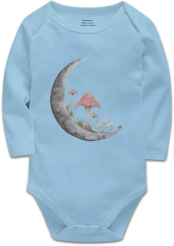Vista 13 de Mushroom Moon - Body de manga larga para bebé recién nacido de 0 a 24 meses, color blanco Negro-1