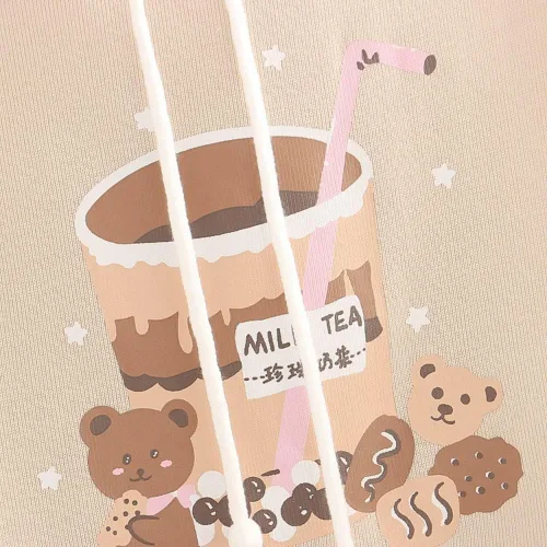 Vista 3 de Kawaii - Sudadera con capucha japonesa con diseño de oso de té de burbujas de anime Harajuku