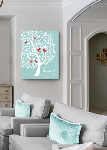 Vista 4 de MuralMax - Lienzo decorativo para pared de árbol personalizado para parejas, regalos para padres, abuelos, amigos - Ocasiones de hito, despedidas