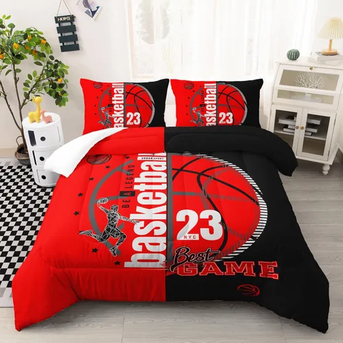 Vista 16 de AILONEN Juego de edredón de béisbol tamaño individual, juego de ropa de cama para niños, cama deportiva para niños en una bolsa, 1 juego de edredón