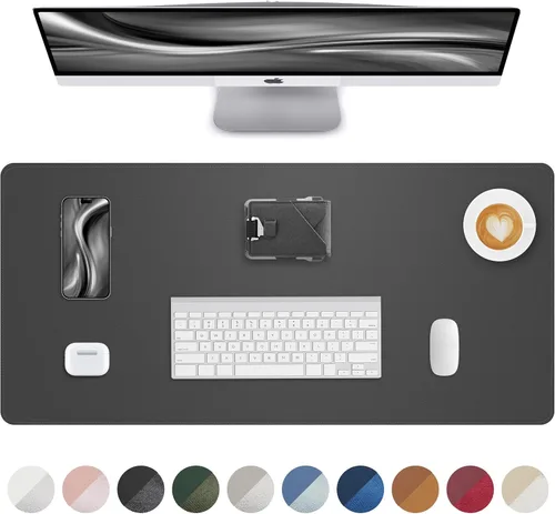 Vista 29 de Tapete protector para escritorio y mouse, antideslizante, de piel sintética, tapete impermeable de escritura para laptop, para oficina y hogar